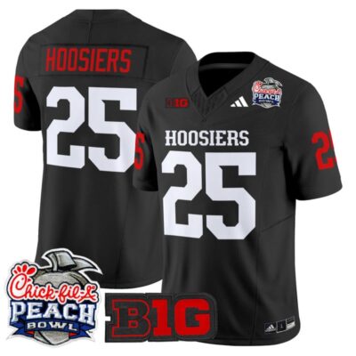 Indiana Hoosiers 2026 Peach Bowl Vapor Limited Stitched Jersey - Black / #25 Hoosiers