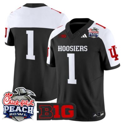 Indiana Hoosiers 2026 Peach Bowl Vapor Limited Stitched Jersey - Black Alternate / #1 Team