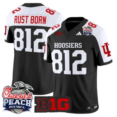 Indiana Hoosiers 2026 Peach Bowl Vapor Limited Stitched Jersey - Black Alternate / Rust Born 812