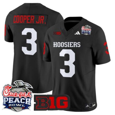 Indiana Hoosiers 2026 Peach Bowl Vapor Limited Stitched Jersey - Black / Omar Cooper Jr.