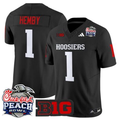 Indiana Hoosiers 2026 Peach Bowl Vapor Limited Stitched Jersey - Black / Roman Hemby