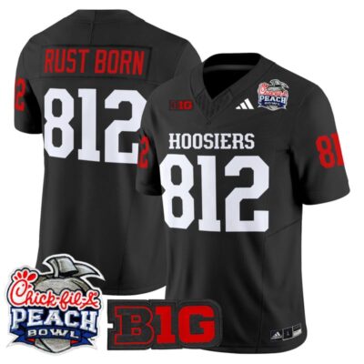 Indiana Hoosiers 2026 Peach Bowl Vapor Limited Stitched Jersey - Black / Rust Born 812