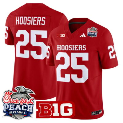 Indiana Hoosiers 2026 Peach Bowl Vapor Limited Stitched Jersey - Crimson / #25 Hoosiers