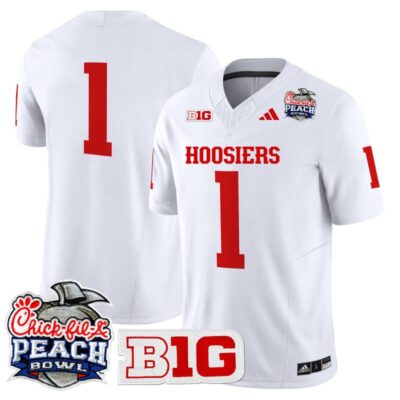 Indiana Hoosiers 2026 Peach Bowl Vapor Limited Stitched Jersey - White / #1 Team
