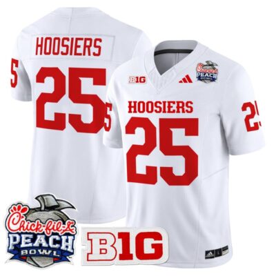 Indiana Hoosiers 2026 Peach Bowl Vapor Limited Stitched Jersey - White / #25 Hoosiers