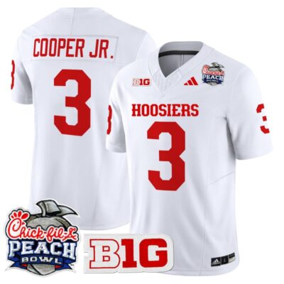 Indiana Hoosiers 2026 Peach Bowl Vapor Limited Stitched Jersey - White / Omar Cooper Jr.