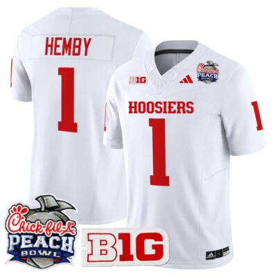 Indiana Hoosiers 2026 Peach Bowl Vapor Limited Stitched Jersey - White / Roman Hemby