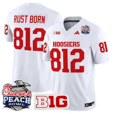 Indiana Hoosiers 2026 Peach Bowl Vapor Limited Stitched Jersey - White / Rust Born 812