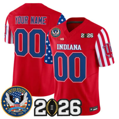 Indiana Hoosiers "America250 Edition" Vapor Limited Custom Jersey - 2026 CFP Final Patch - Red