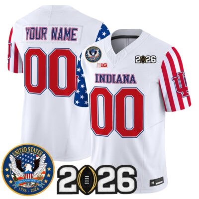 Indiana Hoosiers "America250 Edition" Vapor Limited Custom Jersey - 2026 CFP Final Patch - White