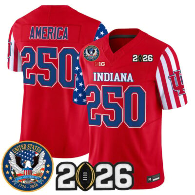 Indiana Hoosiers "America250 Edition" Vapor Limited Jersey - 2026 CFP Final Patch - Red / #250 America