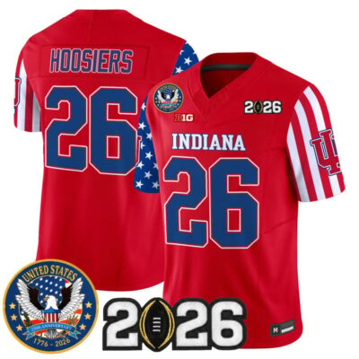 Indiana Hoosiers "America250 Edition" Vapor Limited Jersey - 2026 CFP Final Patch - Red / #26 Hoosiers