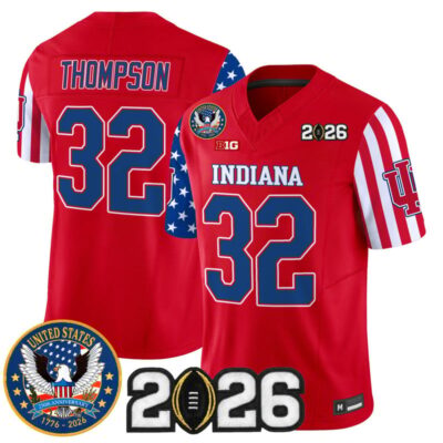 Indiana Hoosiers "America250 Edition" Vapor Limited Jersey - 2026 CFP Final Patch - Red / Anthony Thompson