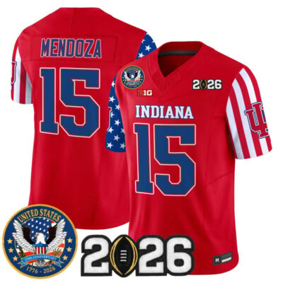Indiana Hoosiers "America250 Edition" Vapor Limited Jersey - 2026 CFP Final Patch - Red / Fernando Mendoza