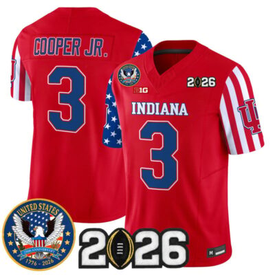 Indiana Hoosiers "America250 Edition" Vapor Limited Jersey - 2026 CFP Final Patch - Red / Omar Cooper Jr.