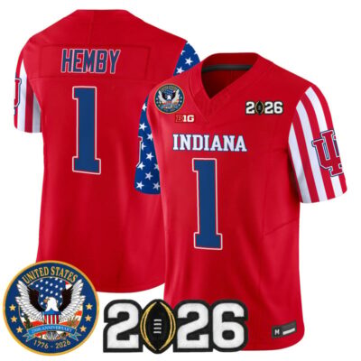 Indiana Hoosiers "America250 Edition" Vapor Limited Jersey - 2026 CFP Final Patch - Red / Roman Hemby
