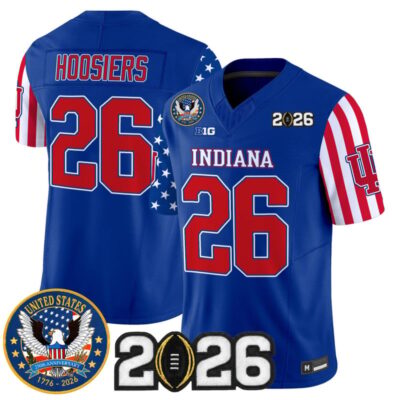 Indiana Hoosiers "America250 Edition" Vapor Limited Jersey - 2026 CFP Final Patch - Royal / #26 Hoosiers