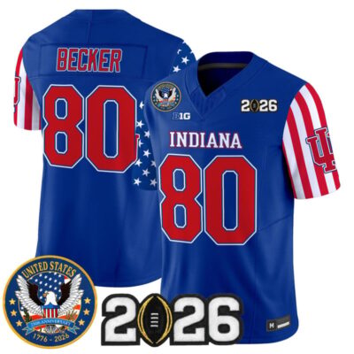 Indiana Hoosiers "America250 Edition" Vapor Limited Jersey - 2026 CFP Final Patch - Royal / Charlie Becker