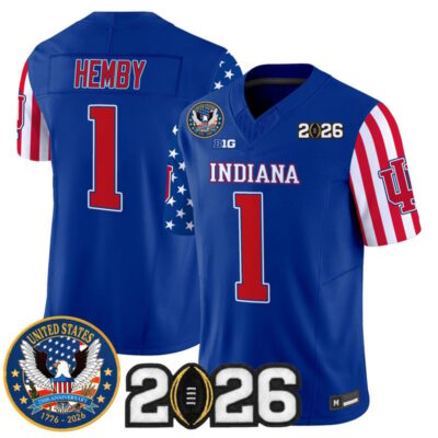 Indiana Hoosiers "America250 Edition" Vapor Limited Jersey - 2026 CFP Final Patch - Royal / Roman Hemby