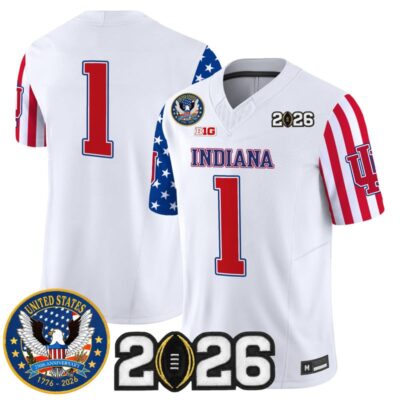 Indiana Hoosiers "America250 Edition" Vapor Limited Jersey - 2026 CFP Final Patch - White / #1 Team