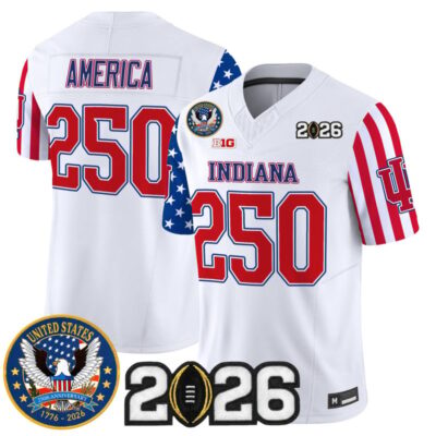 Indiana Hoosiers "America250 Edition" Vapor Limited Jersey - 2026 CFP Final Patch - White / #250 America