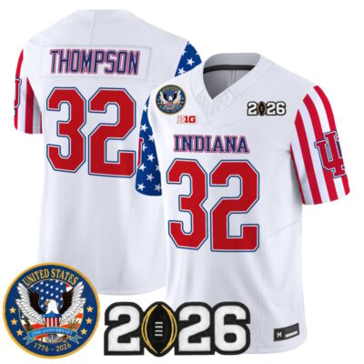 Indiana Hoosiers "America250 Edition" Vapor Limited Jersey - 2026 CFP Final Patch - White / Anthony Thompson