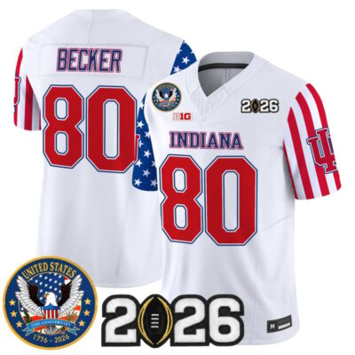 Indiana Hoosiers "America250 Edition" Vapor Limited Jersey - 2026 CFP Final Patch - White / Charlie Becker
