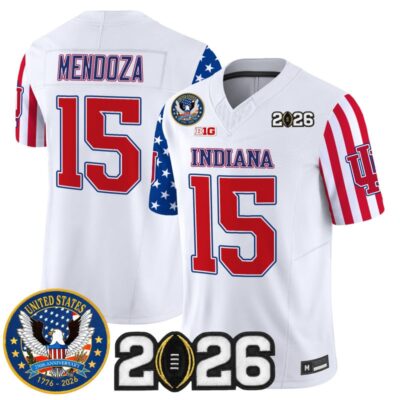 Indiana Hoosiers "America250 Edition" Vapor Limited Jersey - 2026 CFP Final Patch - White / Fernando Mendoza