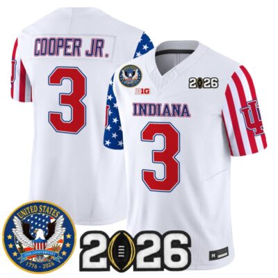 Indiana Hoosiers "America250 Edition" Vapor Limited Jersey - 2026 CFP Final Patch - White / Omar Cooper Jr.