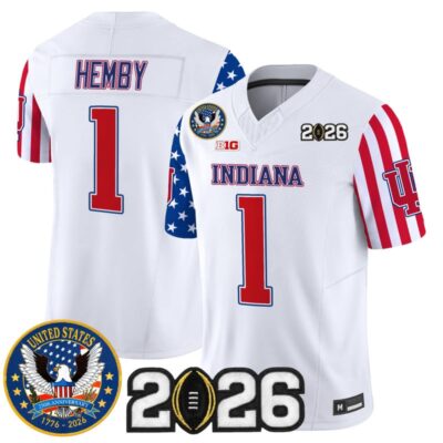 Indiana Hoosiers "America250 Edition" Vapor Limited Jersey - 2026 CFP Final Patch - White / Roman Hemby