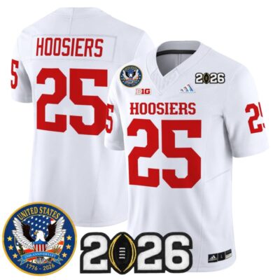 Indiana Hoosiers "United States 250th Anniversary Patch" Vapor Limited Jersey - White / #25 Hoosiers