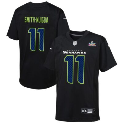 Jaxon Smith-Njigba Seattle Seahawks Youth Super Bowl LX Patch Carbon Fashion Game Jersey - Black