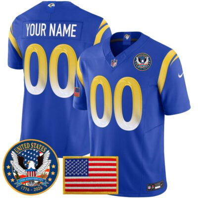 Los Angeles Rams 2025 "United States 250th Anniversary Patch" Vapor Limited Custom Jersey - Royal