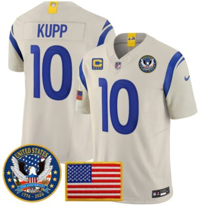 Los Angeles Rams 2025 "United States 250th Anniversary Patch" Vapor Limited Jersey - Bone / Cooper Kupp