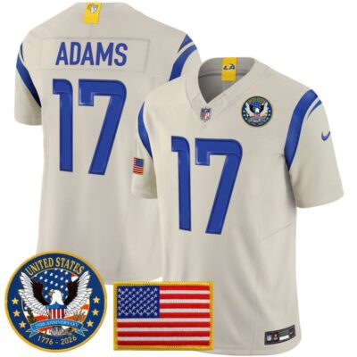 Los Angeles Rams 2025 "United States 250th Anniversary Patch" Vapor Limited Jersey - Bone / Davante Adams