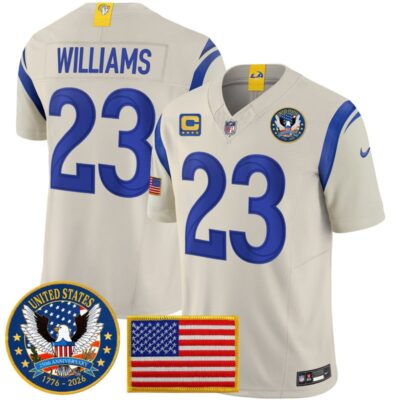 Los Angeles Rams 2025 "United States 250th Anniversary Patch" Vapor Limited Jersey - Bone / Kyren Williams