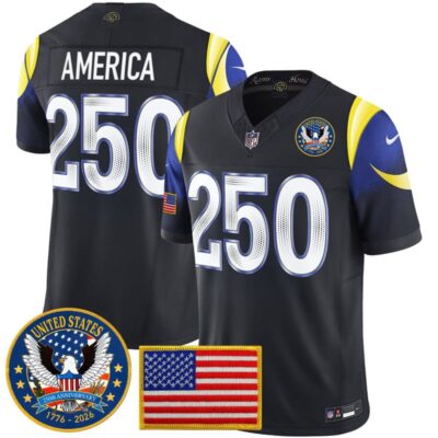 Los Angeles Rams 2025 "United States 250th Anniversary Patch" Vapor Limited Jersey - Navy Rivalries / #250 America