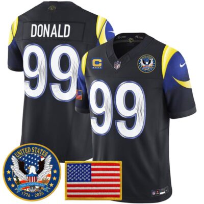 Los Angeles Rams 2025 "United States 250th Anniversary Patch" Vapor Limited Jersey - Navy Rivalries / Aaron Donald