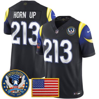 Los Angeles Rams 2025 "United States 250th Anniversary Patch" Vapor Limited Jersey - Navy Rivalries / Horn Up 213