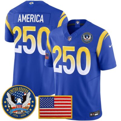 Los Angeles Rams 2025 "United States 250th Anniversary Patch" Vapor Limited Jersey - Royal / #250 America