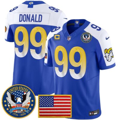 Los Angeles Rams 2025 "United States 250th Anniversary Patch" Vapor Limited Jersey - Royal Alternate / Aaron Donald