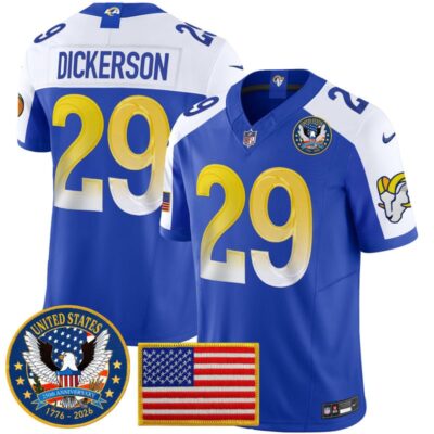 Los Angeles Rams 2025 "United States 250th Anniversary Patch" Vapor Limited Jersey - Royal Alternate / Eric Dickerson