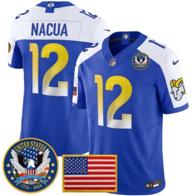 Los Angeles Rams 2025 "United States 250th Anniversary Patch" Vapor Limited Jersey - Royal Alternate / Puka Nacua