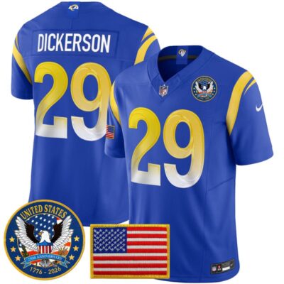 Los Angeles Rams 2025 "United States 250th Anniversary Patch" Vapor Limited Jersey - Royal / Eric Dickerson