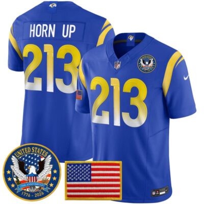 Los Angeles Rams 2025 "United States 250th Anniversary Patch" Vapor Limited Jersey - Royal / Horn Up 213