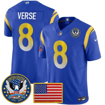 Los Angeles Rams 2025 "United States 250th Anniversary Patch" Vapor Limited Jersey - Royal / Jared Verse
