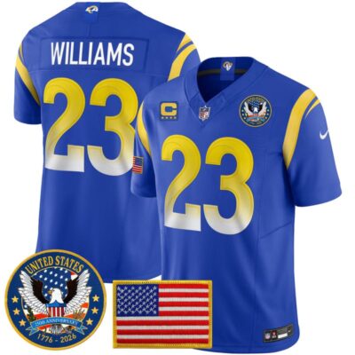 Los Angeles Rams 2025 "United States 250th Anniversary Patch" Vapor Limited Jersey - Royal / Kyren Williams