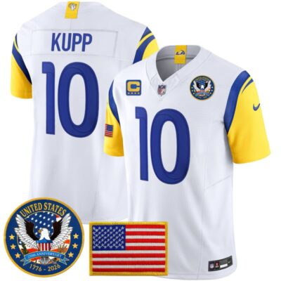 Los Angeles Rams 2025 "United States 250th Anniversary Patch" Vapor Limited Jersey - White / Cooper Kupp