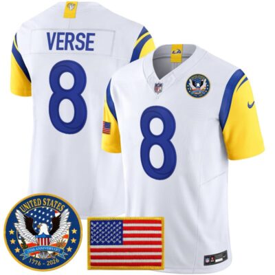 Los Angeles Rams 2025 "United States 250th Anniversary Patch" Vapor Limited Jersey - White / Jared Verse