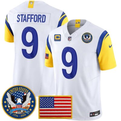 Los Angeles Rams 2025 "United States 250th Anniversary Patch" Vapor Limited Jersey - White / Matthew Stafford